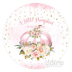 Lofaris Light Pink Little Pumpkin Round Baby Shower Backdrop