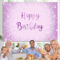Lofaris Light Purple And Glitter Dots Happy Birthday Backdrop