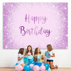 Lofaris Light Purple And Glitter Dots Happy Birthday Backdrop