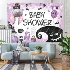 Lofaris Light Purple Halloween Theme Backdrop For Baby Shower