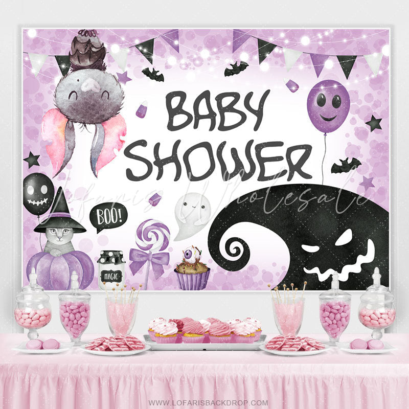 Lofaris Light Purple Halloween Theme Backdrop For Baby Shower