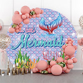 Lofaris Light Purple Little Mermaid Round Baby Shower Backdrop