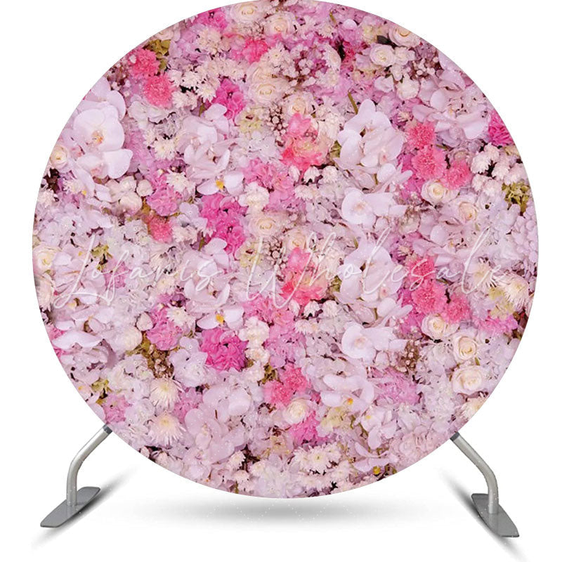 Lofaris Light Purple Red Floral Wall Round Wedding Backdrop