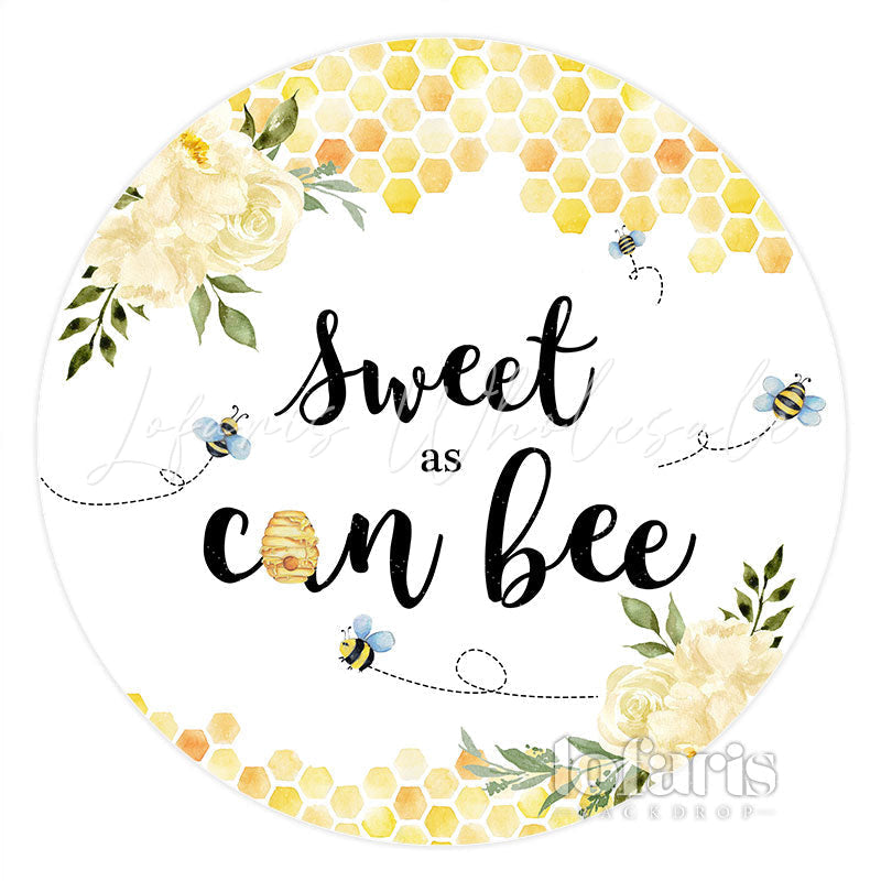 Lofaris Light Yellow Floral Round Little Bee Baby Shower Backdrop
