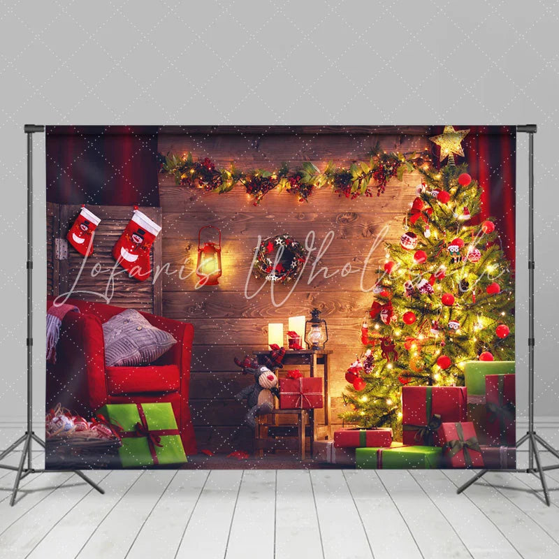 Lofaris Lighting Cabin Room Merry Christmas Holiday Backdrop