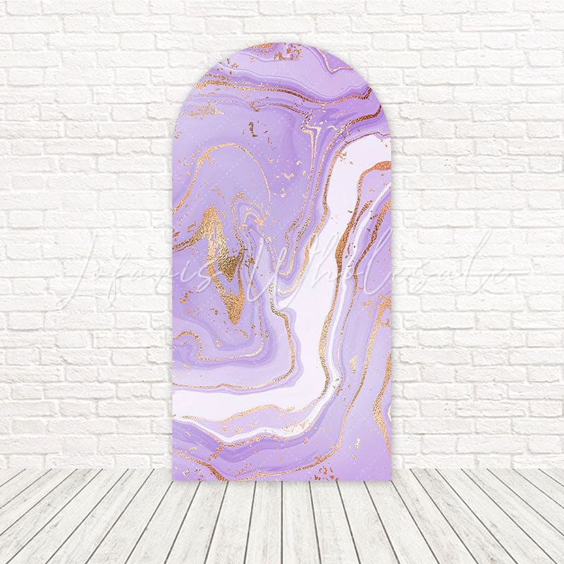 Lilac Marble Gentle Tone Swirl Arch Backdrop For Elegant Event Set