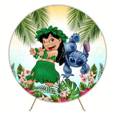 Lilo And Stitch Tropical Round Backdrop For Hawaiian Party Theme