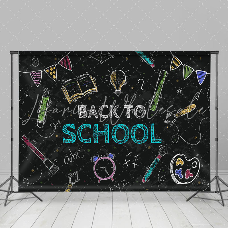 Lofaris Line Drawing Book Blackboard Back To School Backdrop