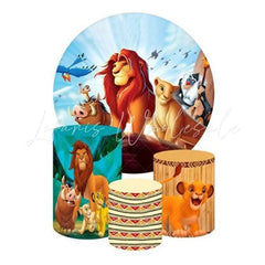 Lion King Themed Round Backdrop and Cylinders Kit for Parties