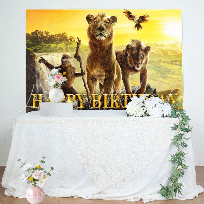 Lion King Wild Jungle Forest Themed Birthday Party Backdrop