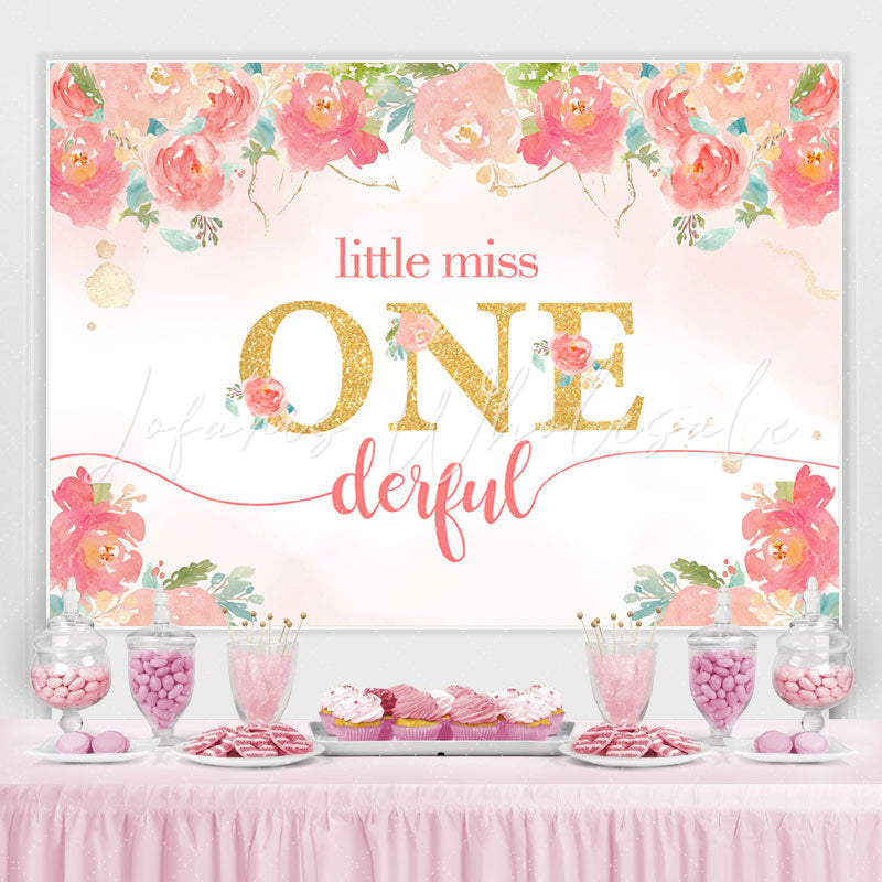 Lofaris Litter Miss One-derful Floral Backdrop for Birthday
