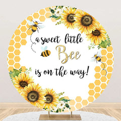 Lofaris Little Bee Honeycomb Floral Round Baby Shower Backdrop