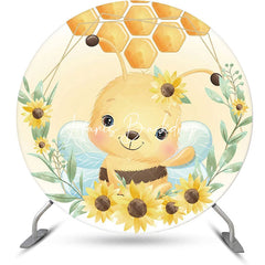 Lofaris Little Bee Honeycomb Floral Round Birthday Backdrop
