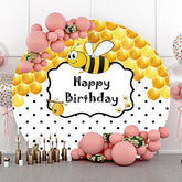Lofaris Little Bee Honeycomb Round Happy Birthday Backdrop