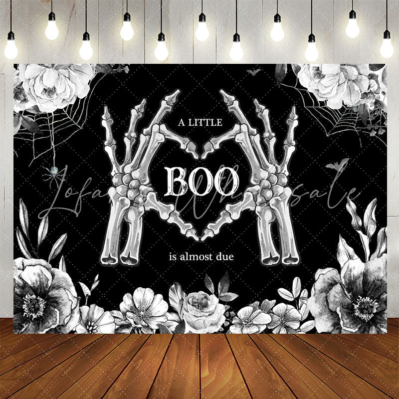 Lofaris Little Boo Bones Floral Halloween Baby Shower Backdrop