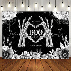 Lofaris Little Boo Bones Floral Halloween Baby Shower Backdrop