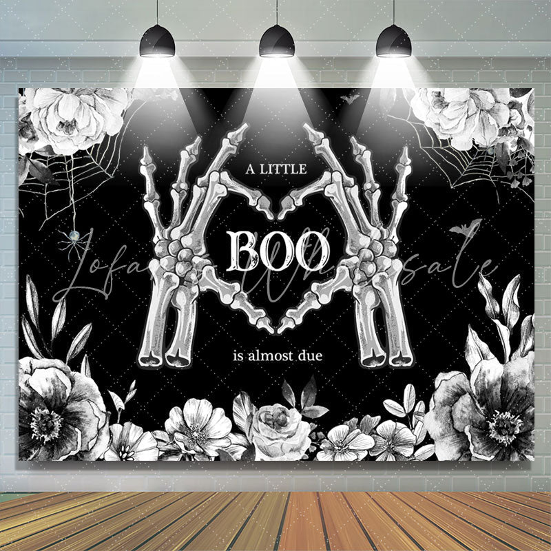 Lofaris Little Boo Bones Floral Halloween Baby Shower Backdrop