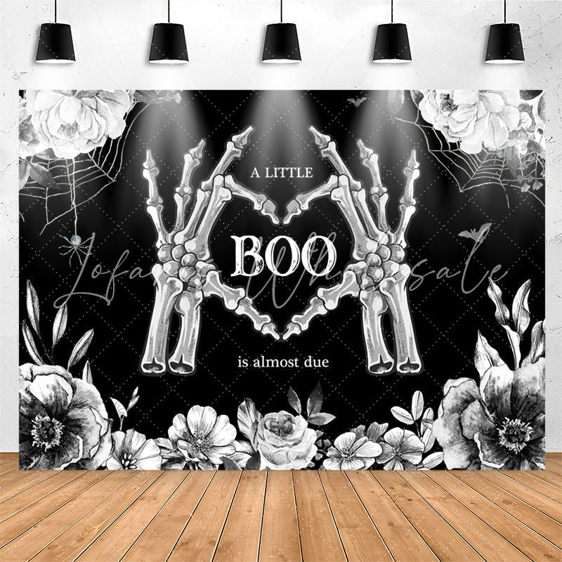 Lofaris Little Boo Bones Floral Halloween Baby Shower Backdrop