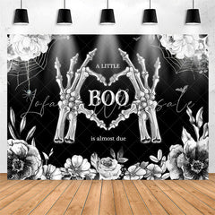Lofaris Little Boo Bones Floral Halloween Baby Shower Backdrop