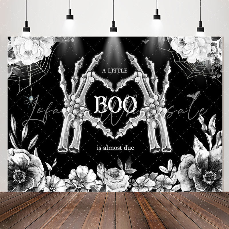Lofaris Little Boo Bones Floral Halloween Baby Shower Backdrop