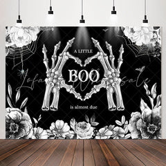Lofaris Little Boo Bones Floral Halloween Baby Shower Backdrop