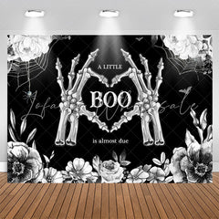 Lofaris Little Boo Bones Floral Halloween Baby Shower Backdrop