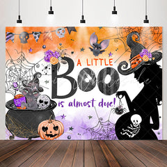 Lofaris Little Boo Halloween Pumpkin Baby Shower Backdrop