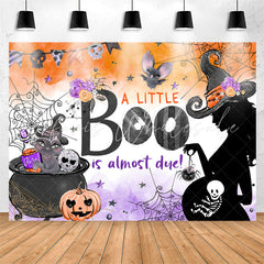 Lofaris Little Boo Halloween Pumpkin Baby Shower Backdrop