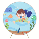 Little Boy Under the Sea Round Backdrop for Ocean Theme