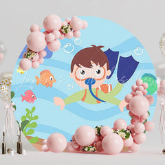 Little Boy Under the Sea Round Backdrop for Ocean Theme