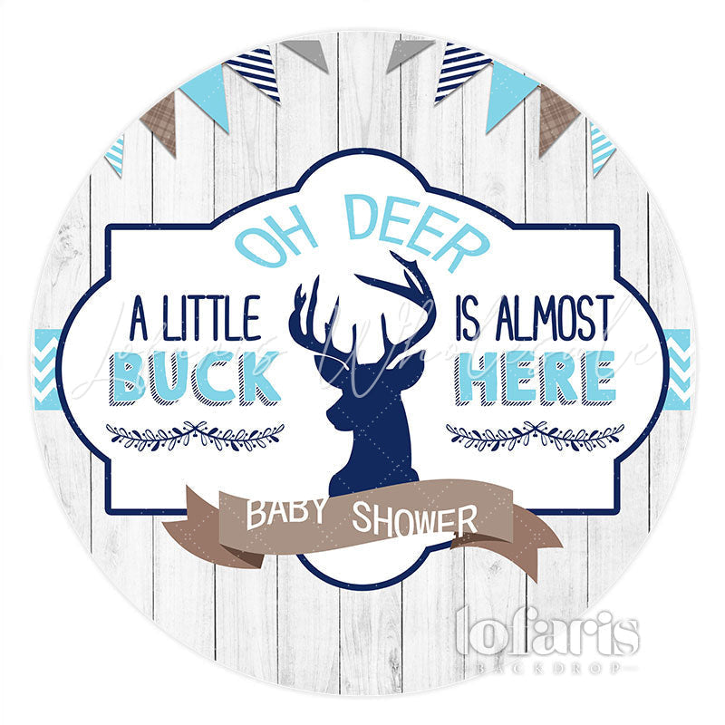 Lofaris Little Buck Is Alomost Here Circle Baby Shower Backdrop