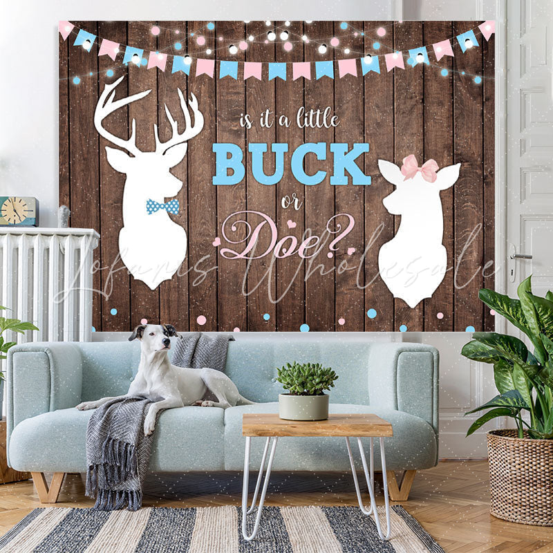 Lofaris Little Buck or Doe Baby Shower Gender Reveal Backdrop