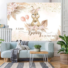 Lofaris Little Bunny Is On Her Way Baby Shower Backdrop