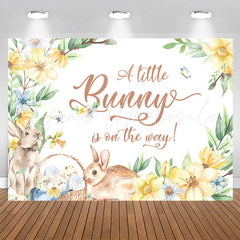 Lofaris Little Bunny On The Way Floral Baby Shower Backdrop