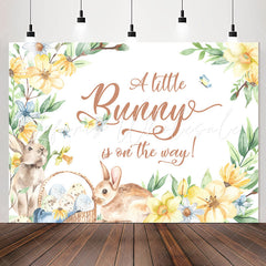 Lofaris Little Bunny On The Way Floral Baby Shower Backdrop