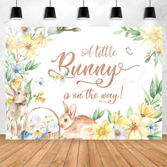 Lofaris Little Bunny On The Way Floral Baby Shower Backdrop
