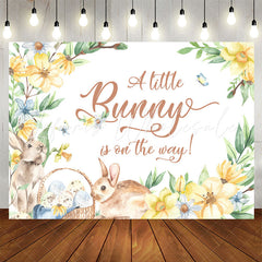 Lofaris Little Bunny On The Way Floral Baby Shower Backdrop