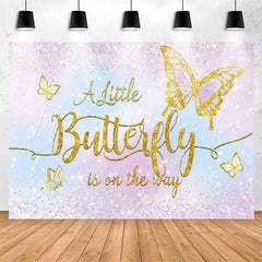 Lofaris Little Butterfly Glitter Purple Baby Shower Backdrop