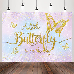 Lofaris Little Butterfly Glitter Purple Baby Shower Backdrop