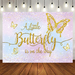 Lofaris Little Butterfly Glitter Purple Baby Shower Backdrop