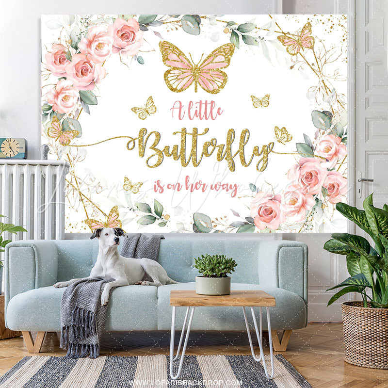 Lofaris Little Butterfly Is On Her Way Baby Shower Backdrop