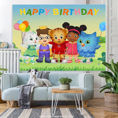 Lofaris Little Cartoon Character And Balloons Birthday Backdrop