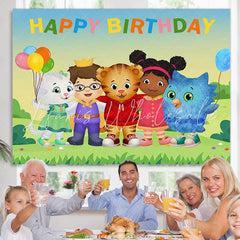Lofaris Little Cartoon Character And Balloons Birthday Backdrop