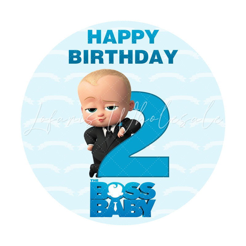 Lofaris Little Cool Baby Round Blue 2nd Happy Birthday Backdrop