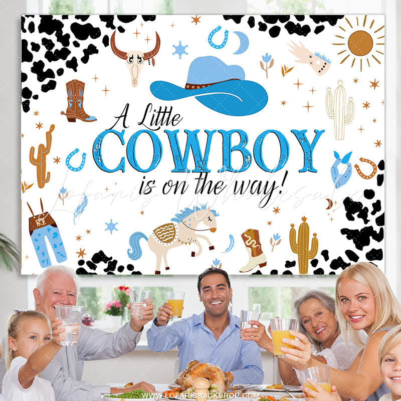 Lofaris Little Cowboy Is On The Way Baby Shower Backdrop