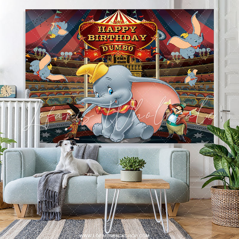 Lofaris Little Cute Cartoon Elephant Birthday Party Backdrop