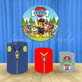 Lofaris Little Cute Dogs Round Happy Birthday Party Backdrop Kit