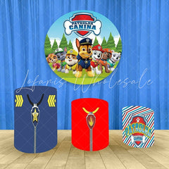 Lofaris Little Cute Dogs Round Happy Birthday Party Backdrop Kit