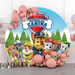Lofaris Little Cute Dogs Round Happy Birthday Party Backdrop Kit