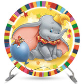 Lofaris Little Cute Elephant And Mouse Round Birthday Backdrop
